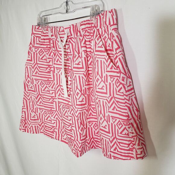 J Crew Factory Women Skirt Sz 4 Drawstring Jacquard Print Pink Linen Blend A6428 - Picture 5 of 7